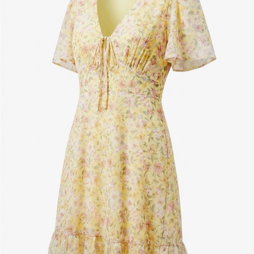 Gianni Bini Yellow Floral Midi Dress
